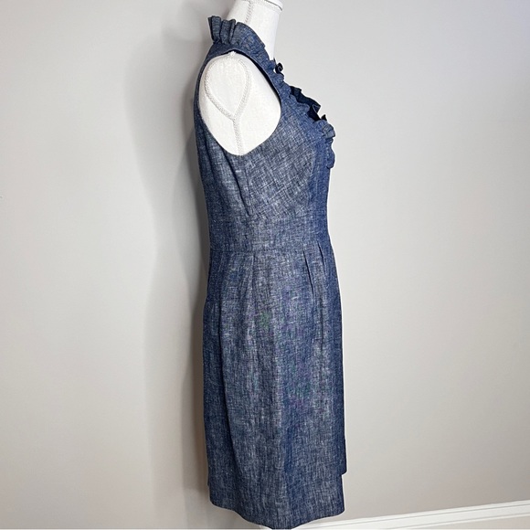 New Directions Chambray Linen Knee Length Sleeveless Sheath Dress Women Size 8 - Picture 4 of 9